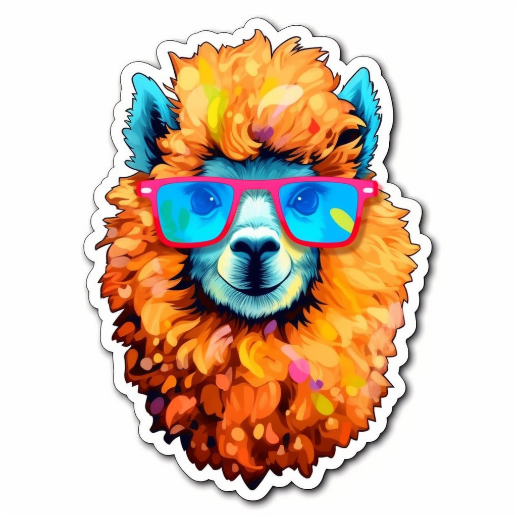 Fluffy alpaca with a soft coat and big eyes Vinyl Decal Sticker for Car, Laptop, Tumbler and more # 0010983