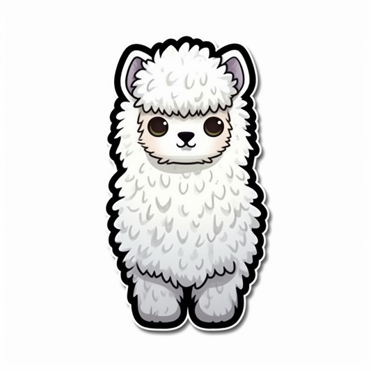 Fluffy alpaca with a soft coat and big eyes Vinyl Decal Sticker for Car, Laptop, Tumbler and more # 0010978