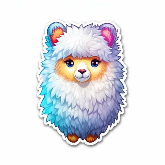 Fluffy alpaca with a soft coat and big eyes Vinyl Decal Sticker for Car, Laptop, Tumbler and more # 0010988