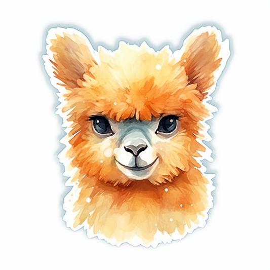 Fluffy alpaca with a soft coat and big eyes Vinyl Decal Sticker for Car, Laptop, Tumbler and more # 0010994