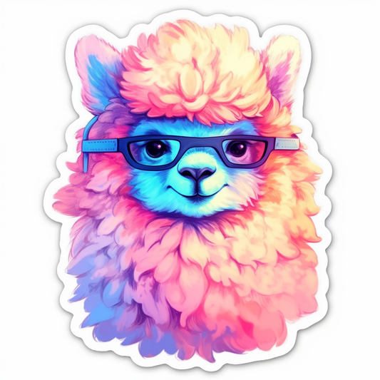 Fluffy alpaca with a soft coat and big eyes Vinyl Decal Sticker for Car, Laptop, Tumbler and more # 0010987