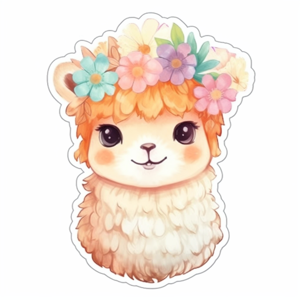 Fluffy alpaca with a soft coat and big eyes Vinyl Decal Sticker for Car, Laptop, Tumbler and more # 0010992