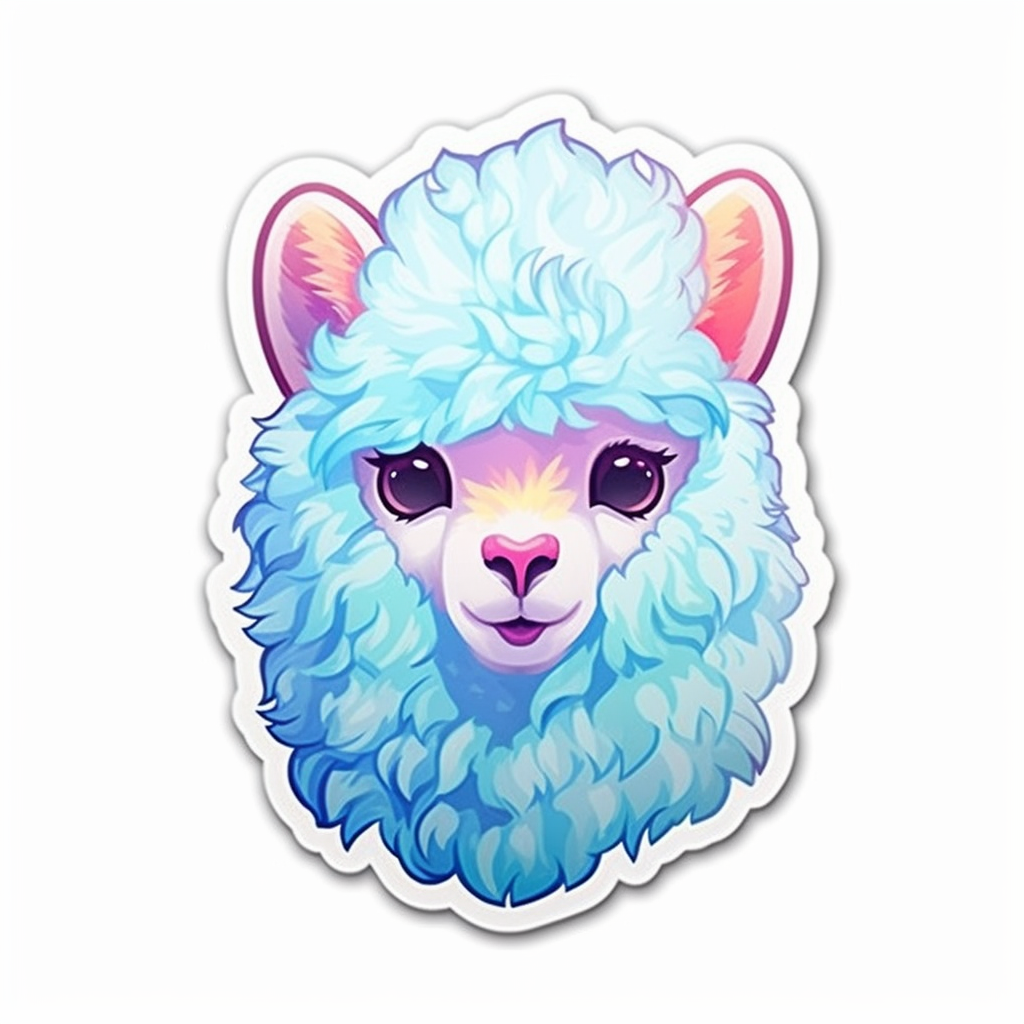 Fluffy alpaca with a soft coat and big eyes Vinyl Decal Sticker for Car, Laptop, Tumbler and more # 0010995