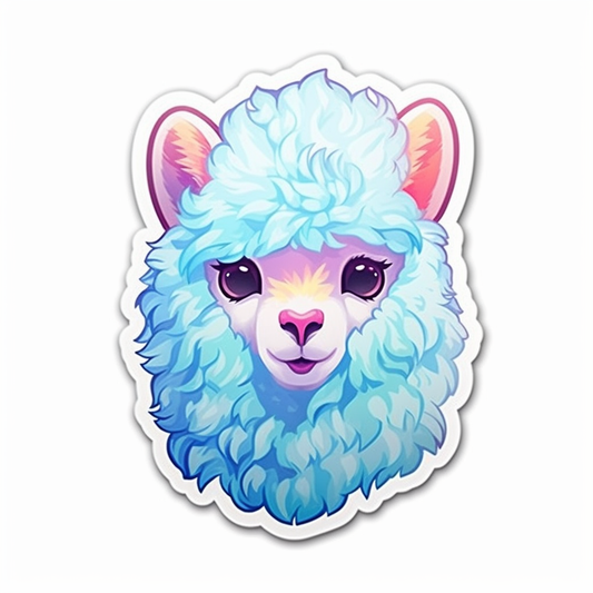 Fluffy alpaca with a soft coat and big eyes Vinyl Decal Sticker for Car, Laptop, Tumbler and more # 0010995