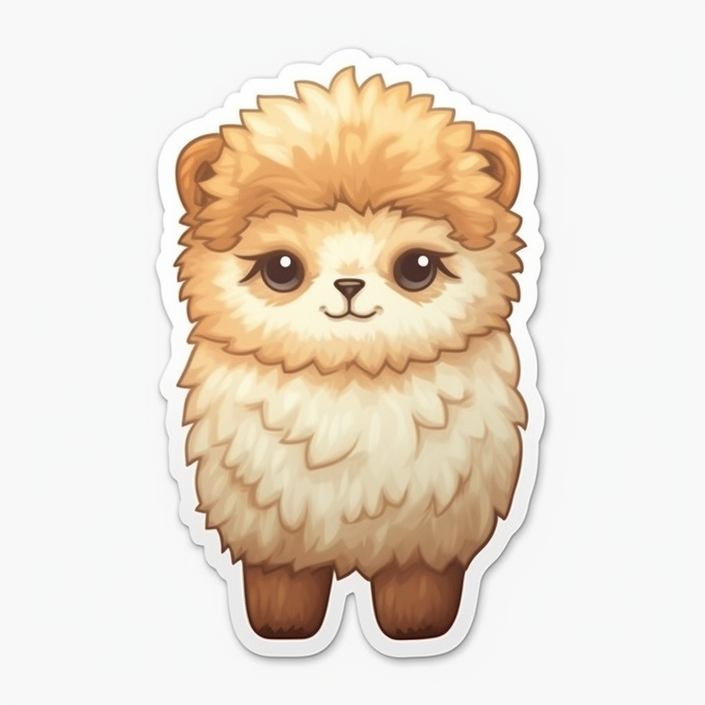 Fluffy alpaca with a soft coat and big eyes Vinyl Decal Sticker for Car, Laptop, Tumbler and more # 0010990