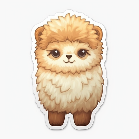 Fluffy alpaca with a soft coat and big eyes Vinyl Decal Sticker for Car, Laptop, Tumbler and more # 0010990