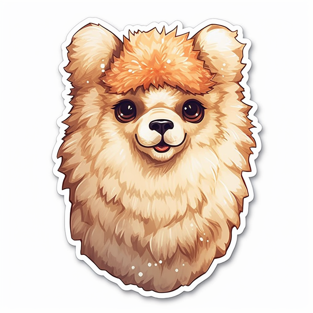 Fluffy alpaca with a soft coat and big eyes Vinyl Decal Sticker for Car, Laptop, Tumbler and more # 0010997