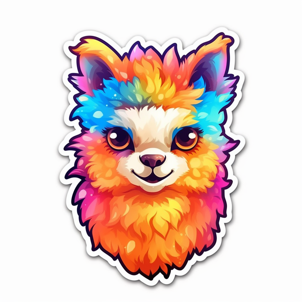 Fluffy alpaca with a soft coat and big eyes Vinyl Decal Sticker for Car, Laptop, Tumbler and more # 0011004