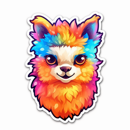 Fluffy alpaca with a soft coat and big eyes Vinyl Decal Sticker for Car, Laptop, Tumbler and more # 0011004