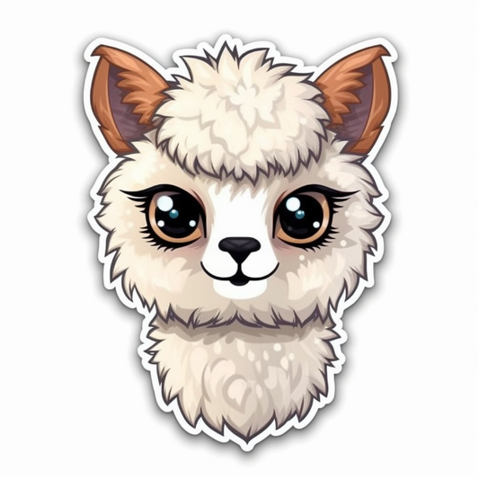 Fluffy alpaca with a soft coat and big eyes Vinyl Decal Sticker for Car, Laptop, Tumbler and more # 0010998