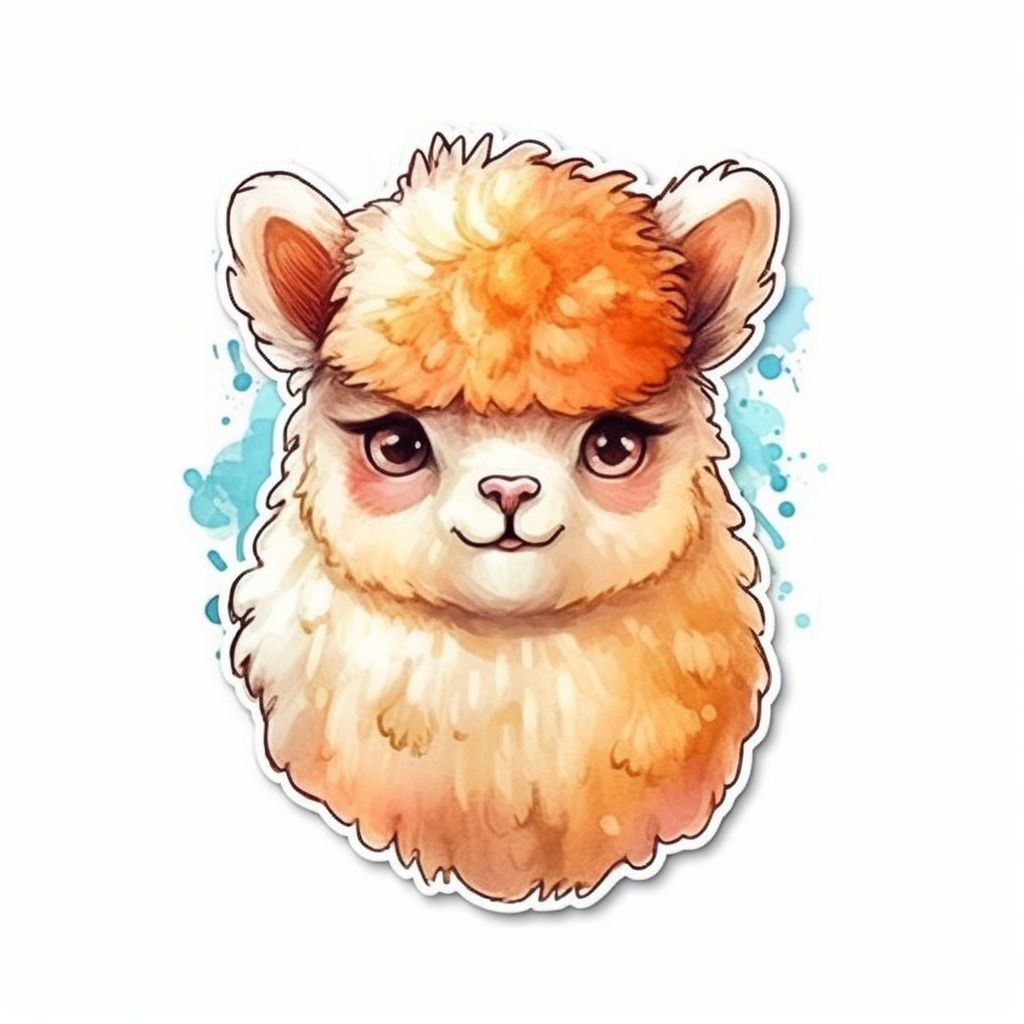Fluffy alpaca with a soft coat and big eyes Vinyl Decal Sticker for Car, Laptop, Tumbler and more # 0011002