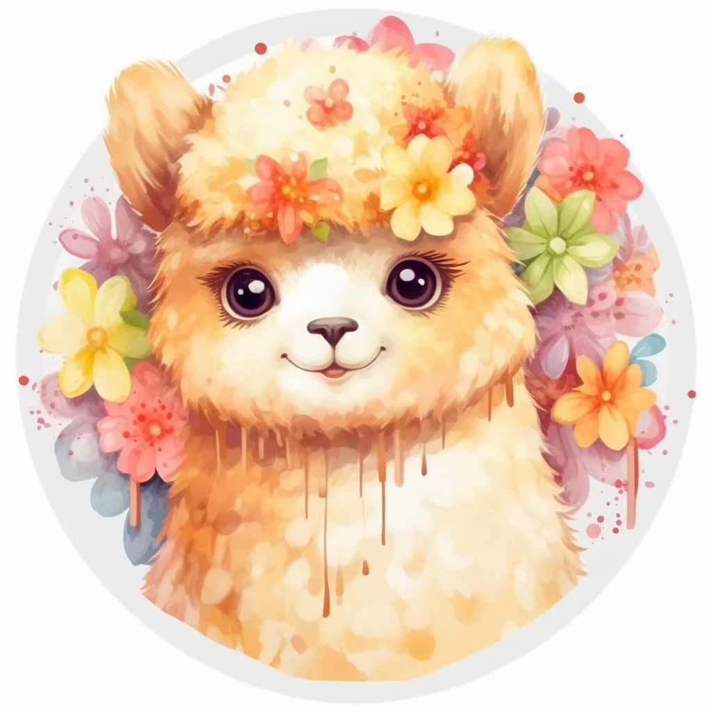 Fluffy alpaca with a soft coat and big eyes Vinyl Decal Sticker for Car, Laptop, Tumbler and more # 0011003