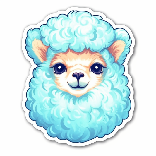 Fluffy alpaca with a soft coat and big eyes Vinyl Decal Sticker for Car, Laptop, Tumbler and more # 0011000