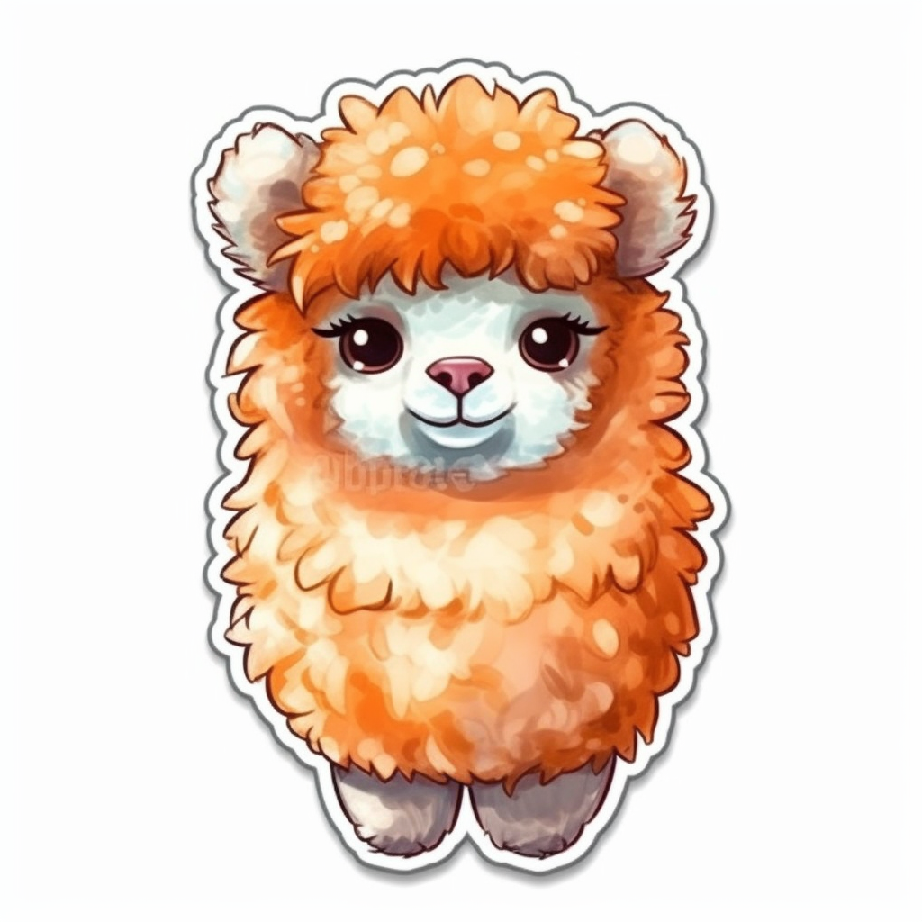 Fluffy alpaca with a soft coat and big eyes Vinyl Decal Sticker for Car, Laptop, Tumbler and more # 0011014