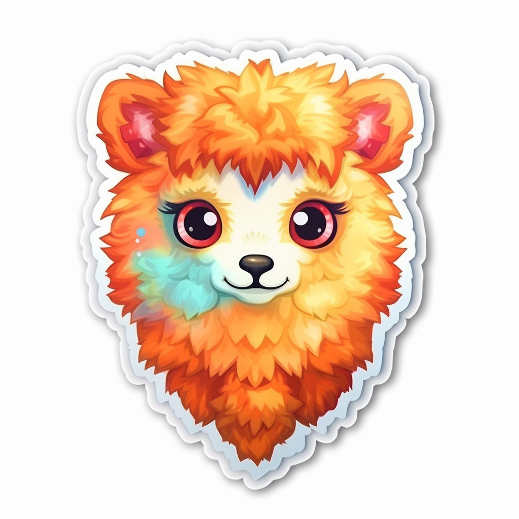 Fluffy alpaca with a soft coat and big eyes Vinyl Decal Sticker for Car, Laptop, Tumbler and more # 0011006