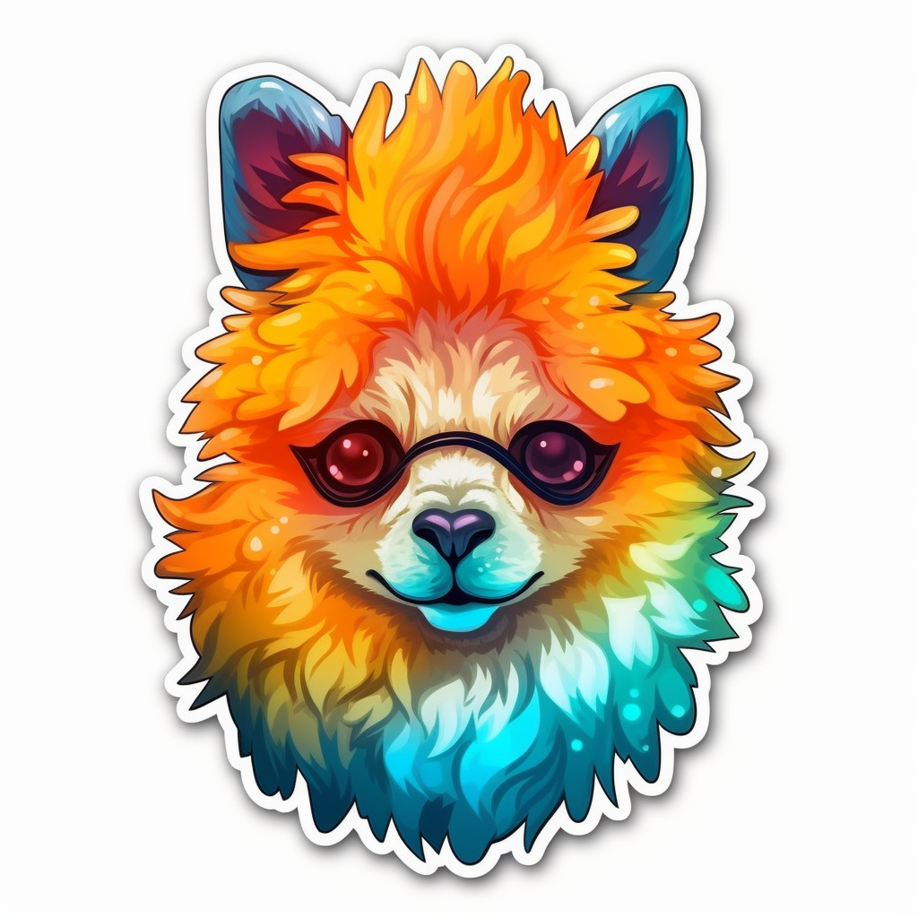 Fluffy alpaca with a soft coat and big eyes Vinyl Decal Sticker for Car, Laptop, Tumbler and more # 0011024