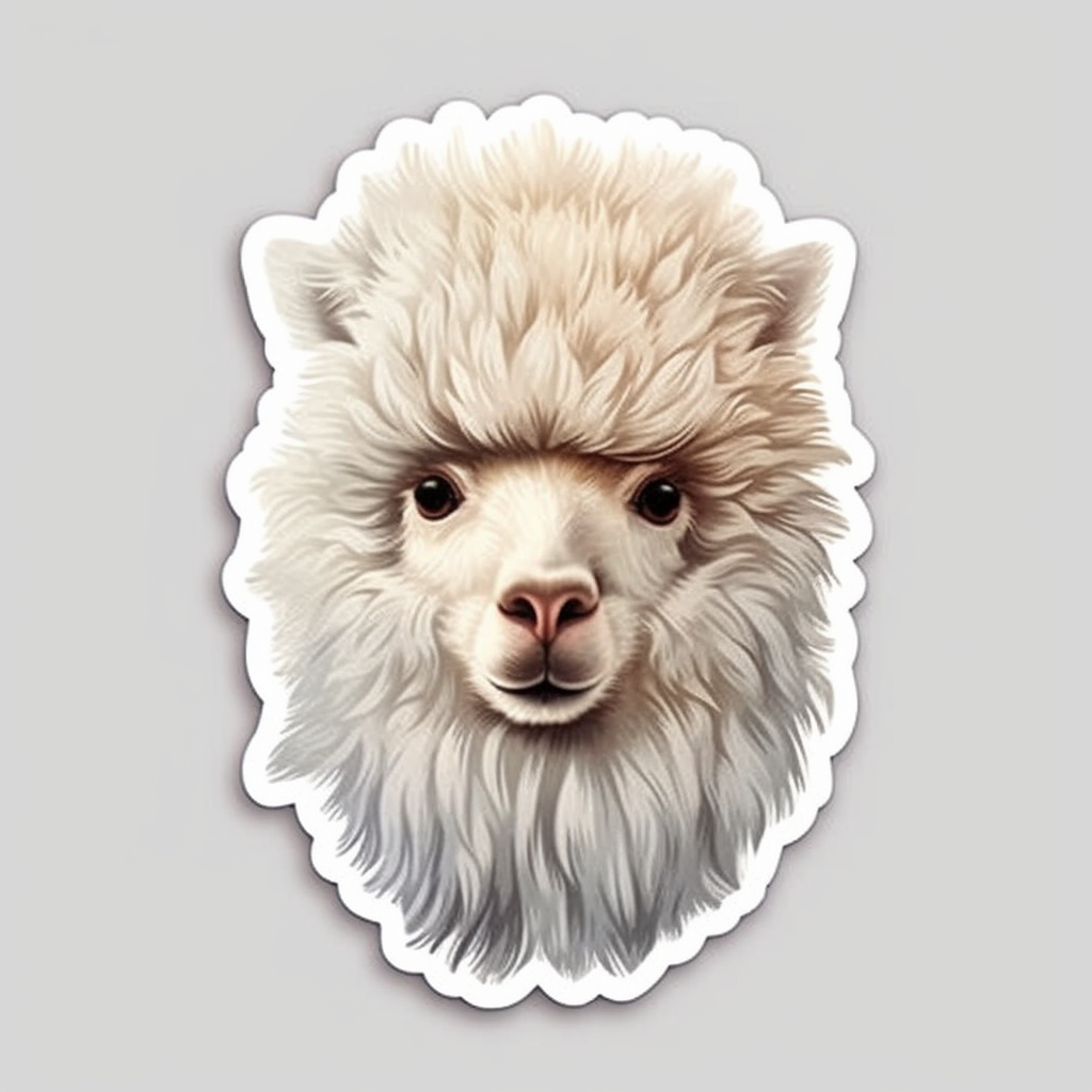 Fluffy alpaca with a soft coat and big eyes Vinyl Decal Sticker for Car, Laptop, Tumbler and more # 0011019