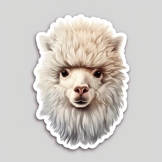 Fluffy alpaca with a soft coat and big eyes Vinyl Decal Sticker for Car, Laptop, Tumbler and more # 0011019