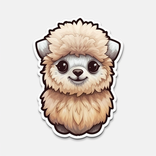 Fluffy alpaca with a soft coat and big eyes Vinyl Decal Sticker for Car, Laptop, Tumbler and more # 0011023