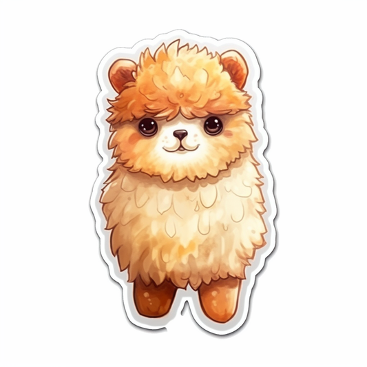Fluffy alpaca with a soft coat and big eyes Vinyl Decal Sticker for Car, Laptop, Tumbler and more # 0011021