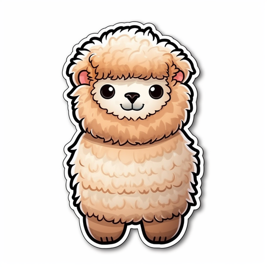 Fluffy alpaca with a soft coat and big eyes Vinyl Decal Sticker for Car, Laptop, Tumbler and more # 0011018