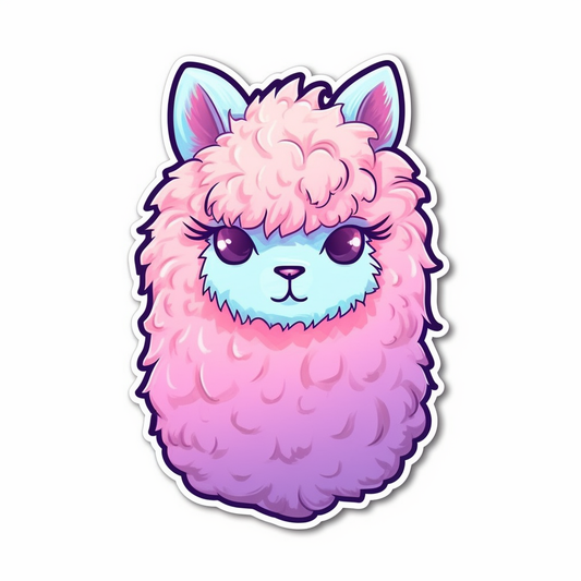 Fluffy alpaca with a soft coat and big eyes Vinyl Decal Sticker for Car, Laptop, Tumbler and more # 0011026