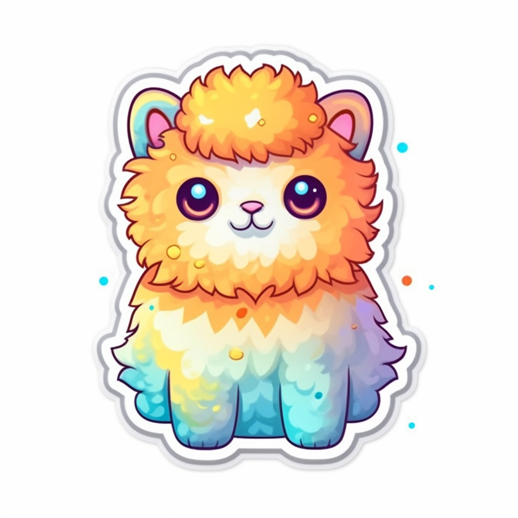 Fluffy alpaca with a soft coat and big eyes Vinyl Decal Sticker for Car, Laptop, Tumbler and more # 0011029