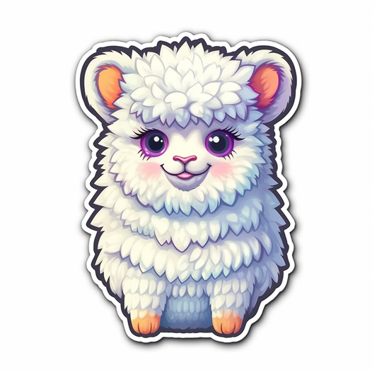 Fluffy alpaca with a soft coat and big eyes Vinyl Decal Sticker for Car, Laptop, Tumbler and more # 0011027