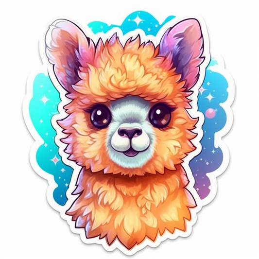 Fluffy alpaca with a soft coat and big eyes Vinyl Decal Sticker for Car, Laptop, Tumbler and more # 0011028