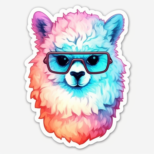 Fluffy alpaca with a soft coat and big eyes Vinyl Decal Sticker for Car, Laptop, Tumbler and more # 0011034
