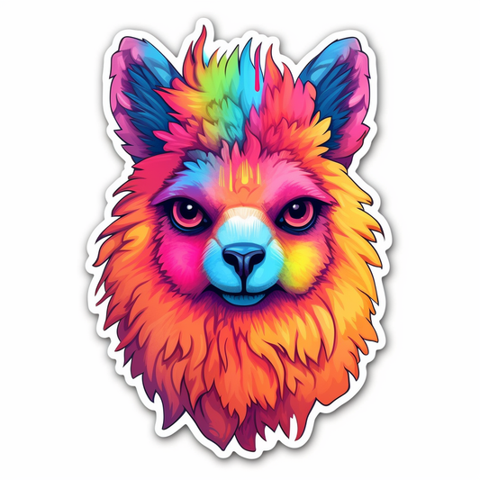 Fluffy alpaca with a soft coat and big eyes Vinyl Decal Sticker for Car, Laptop, Tumbler and more # 0011033
