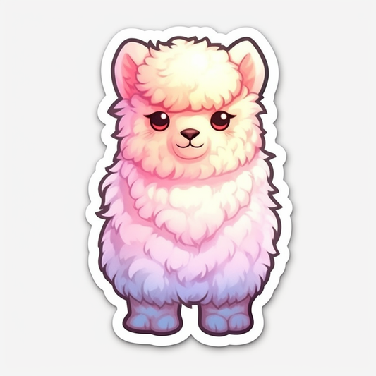 Fluffy alpaca with a soft coat and big eyes Vinyl Decal Sticker for Car, Laptop, Tumbler and more # 0011039
