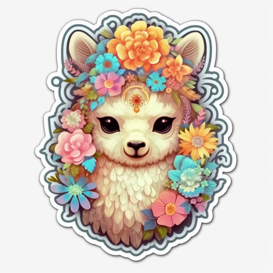 Fluffy alpaca with a soft coat and big eyes Vinyl Decal Sticker for Car, Laptop, Tumbler and more # 0011043