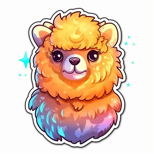 Fluffy alpaca with a soft coat and big eyes Vinyl Decal Sticker for Car, Laptop, Tumbler and more # 0011044