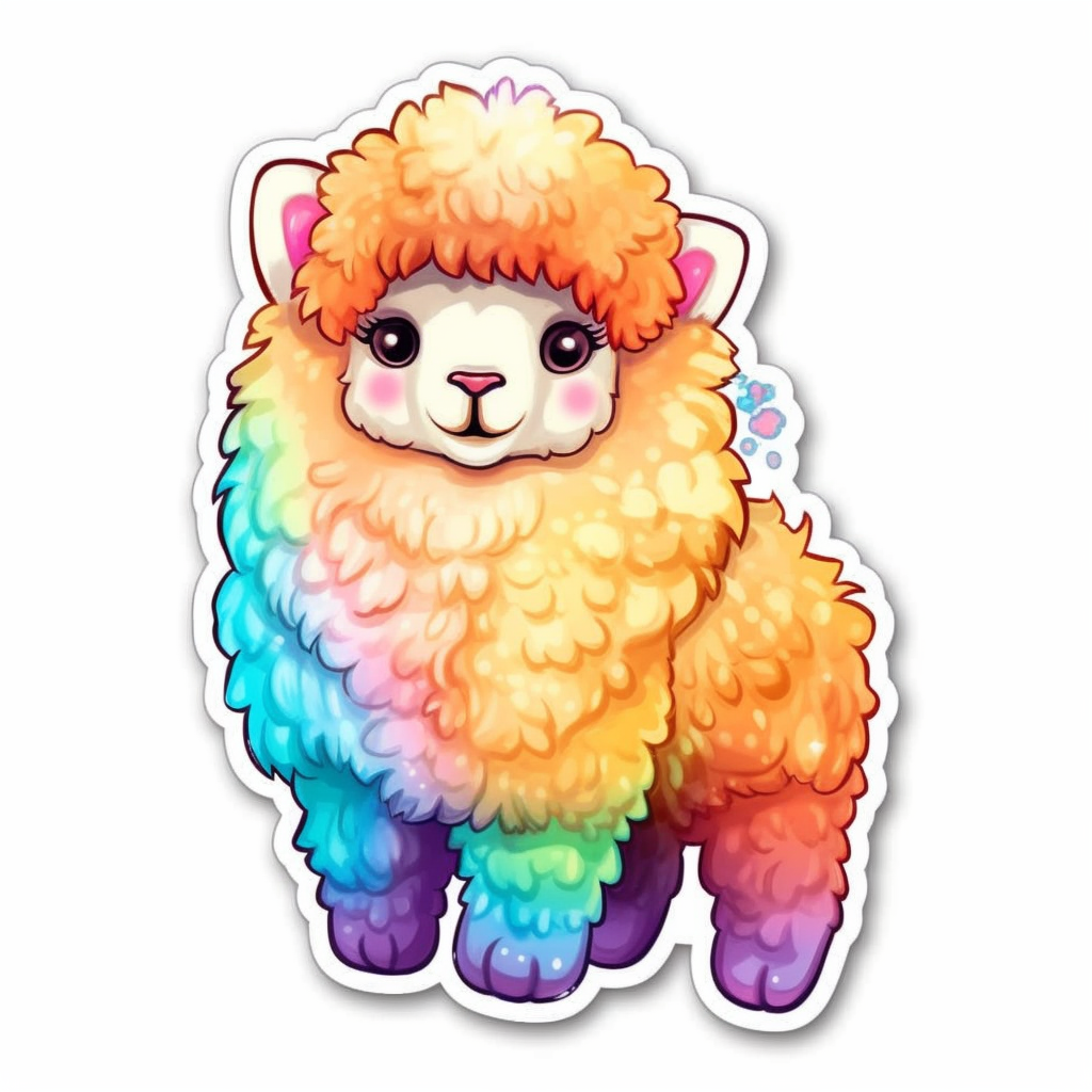 Fluffy alpaca with a soft coat and big eyes Vinyl Decal Sticker for Car, Laptop, Tumbler and more # 0011049