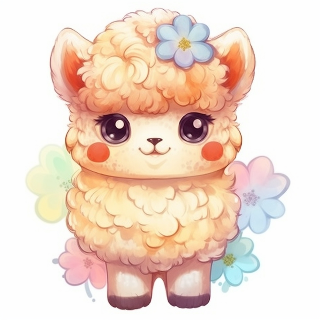 Fluffy alpaca with a soft coat and big eyes Vinyl Decal Sticker for Car, Laptop, Tumbler and more # 0011062