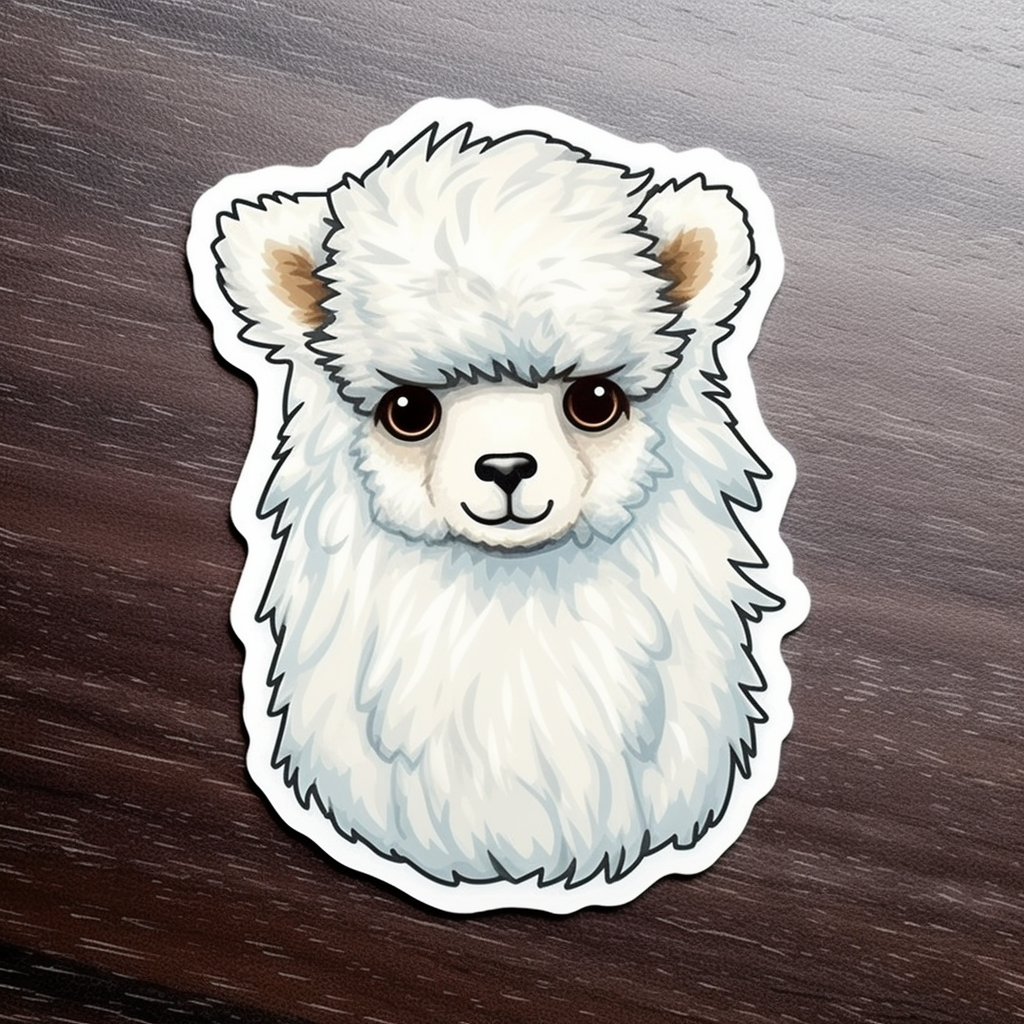 Fluffy alpaca with a soft coat and big eyes Vinyl Decal Sticker for Car, Laptop, Tumbler and more # 0011057
