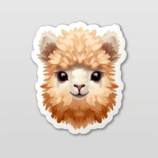Fluffy alpaca with a soft coat and big eyes Vinyl Decal Sticker for Car, Laptop, Tumbler and more # 0011054