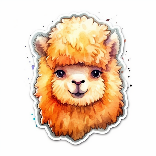 Fluffy alpaca with a soft coat and big eyes Vinyl Decal Sticker for Car, Laptop, Tumbler and more # 0011045