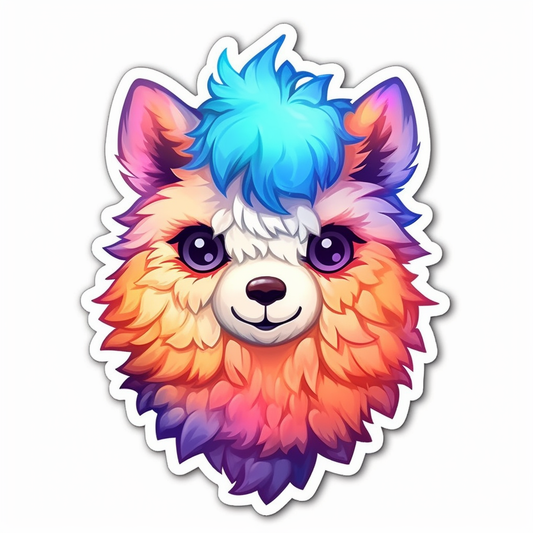 Fluffy alpaca with a soft coat and big eyes Vinyl Decal Sticker for Car, Laptop, Tumbler and more # 0011064