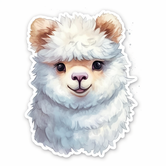 Fluffy alpaca with a soft coat and big eyes Vinyl Decal Sticker for Car, Laptop, Tumbler and more # 0011056