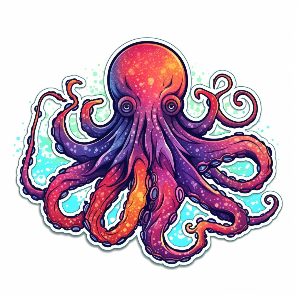 Friendly Octopus with wavy tentacles Vinyl Decal Sticker for Car, Laptop, Tumbler and more # 0011175