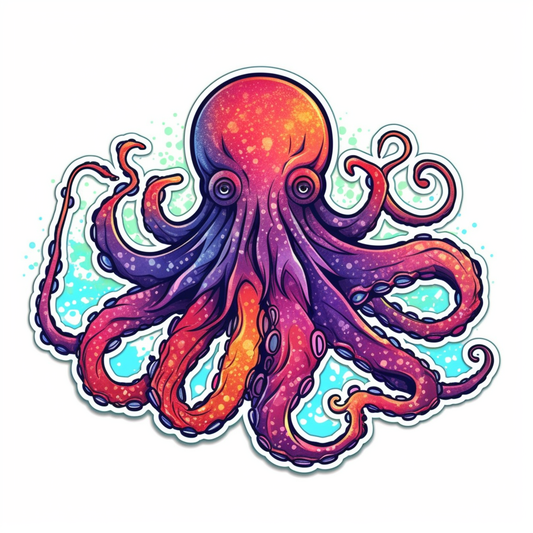 Friendly Octopus with wavy tentacles Vinyl Decal Sticker for Car, Laptop, Tumbler and more # 0011175