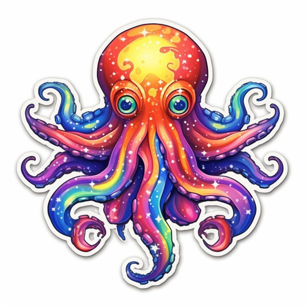 Friendly Octopus with wavy tentacles Vinyl Decal Sticker for Car, Laptop, Tumbler and more # 0011181