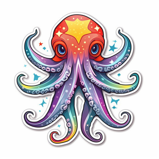Friendly Octopus with wavy tentacles Vinyl Decal Sticker for Car, Laptop, Tumbler and more # 0011188