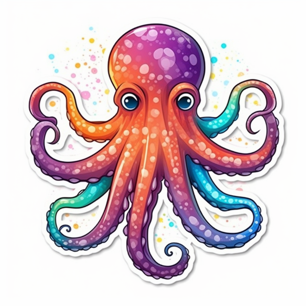Friendly Octopus with wavy tentacles Vinyl Decal Sticker for Car, Laptop, Tumbler and more # 0011185