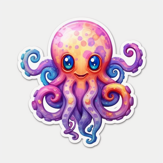 Friendly Octopus with wavy tentacles Vinyl Decal Sticker for Car, Laptop, Tumbler and more # 0011173