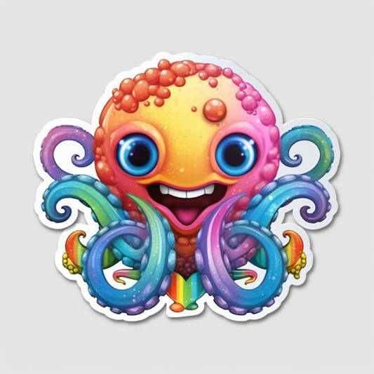 Friendly Octopus with wavy tentacles Vinyl Decal Sticker for Car, Laptop, Tumbler and more # 0011209
