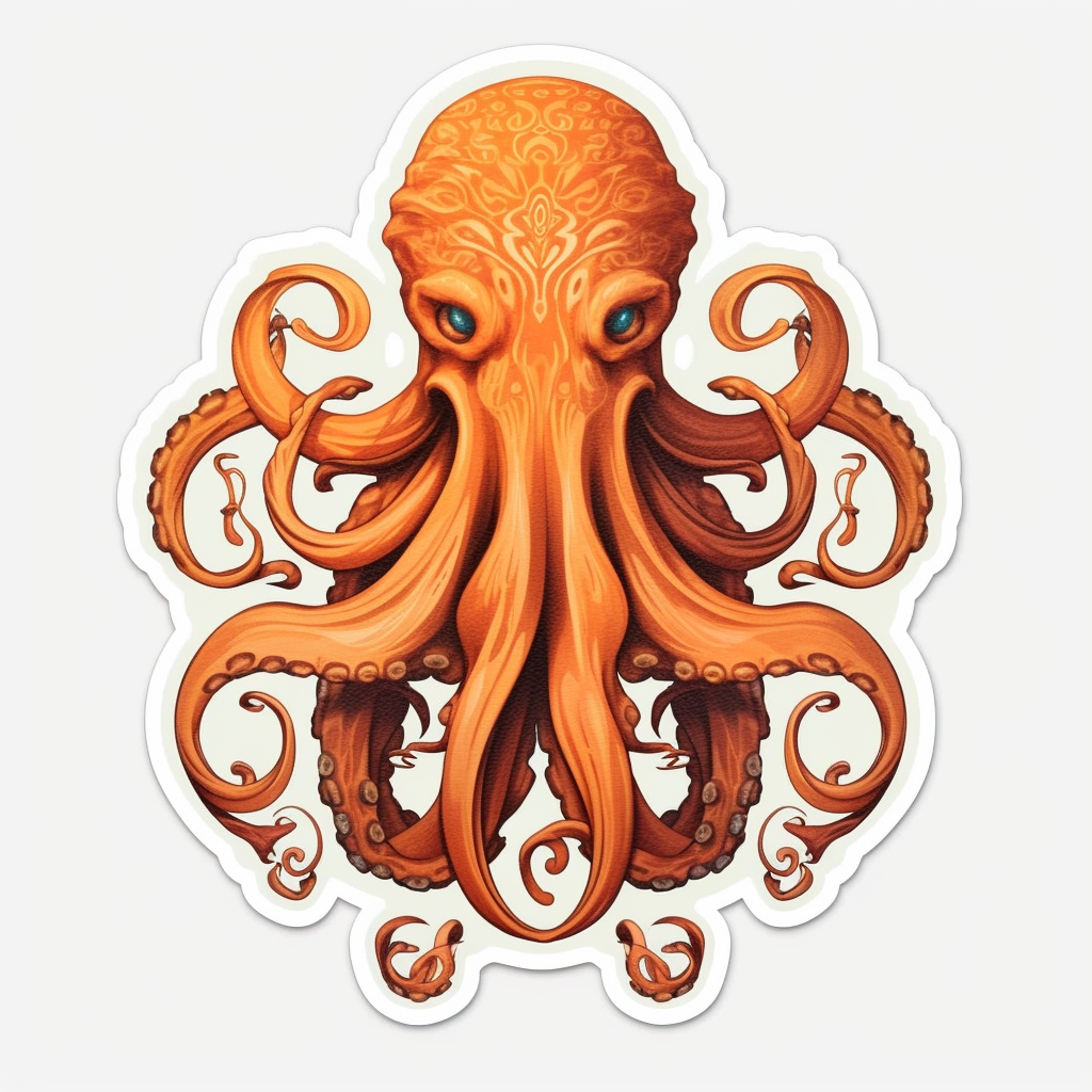 Friendly Octopus with wavy tentacles Vinyl Decal Sticker for Car, Laptop, Tumbler and more # 0011182