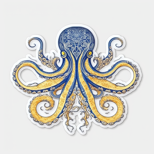 Friendly Octopus with wavy tentacles Vinyl Decal Sticker for Car, Laptop, Tumbler and more # 0011186